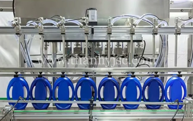 Dây Chuyền Đóng Gói Và Dán Nhãn Chai Dung Dịch Lỏng Tự Động